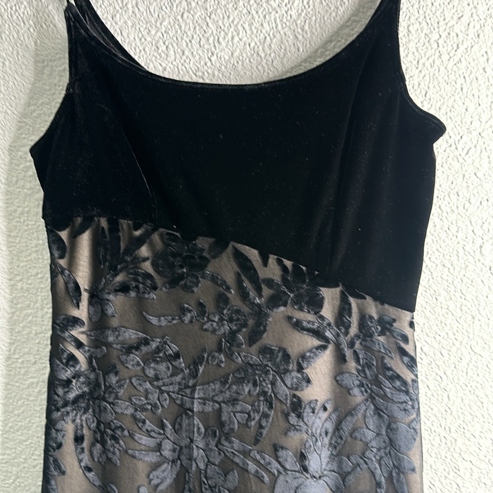 RAMPAGE black burnout velvet maxi dress SZ S whimsigoth dark romantic Y2K 90s - Picture 7 of 12
